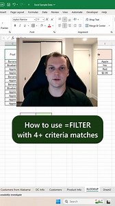 46K views · 475 reactions | Here's how to use FILTER to return a list of values based on multiple criteria! Unlike XLOOKUP, FILTER can return multiple values instead of just the 1st value that matches all the criteria #corporate #Excel #data #analytics  | Excelwithkyle23 | Facebook