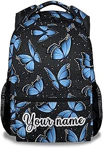 Personalized Butterfly Backpack, 16 Inch Animal Theme Bookbag, Durable, Lightweight, Large Capacity, School Backpack for Kids Girls Boys
