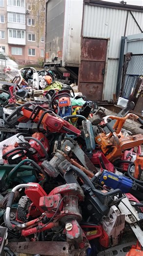 Exploring a Pile of Discarded Power Tools Outdoors