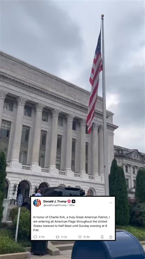 45K views · 1.3K reactions | In honor of Charlie Kirk, President Trump is ordering all American flags throughout the U.S. to be lowered to Half Mast until Sunday evening at 6 PM. | U.S. Department of Agriculture | Facebook