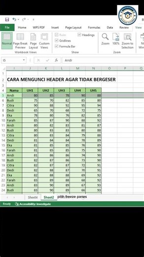 Cara Mengunci Header pada Excel (Freeze Panes) #excel #tipspraktis #exceltips #exceltutorial