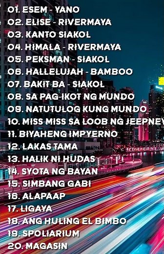 My Favorite Tunog-Kalye MP3 Playlist - Yano, Rivermaya, Siakol, Bambo