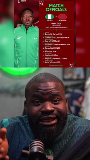 The Referee for Nigeria vs Morocco is Ghanaian and VAR is a South African