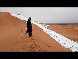 Rare snowfall in the usually hot Sahara desert