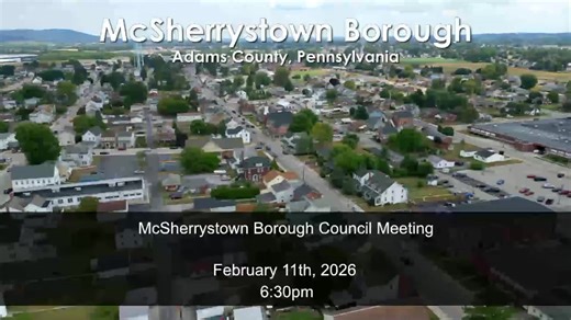 McSherrystown Borough Council General Meeting Agenda Wednesday February 11, 2026 at 6:30pm 1. Call to Order 2. Pledge of Allegiance 3. Invocation 4. Attendance Roll Call 5. Approval of January 14, 2026 Meeting Minutes 6. Announcements/Communications 7. Committee Reports a. Mayor/Police Report b. Finance c. Streets & Highways d. Sanitation e. Sewer f. Planning & Zoning g. Building & Grounds h. Recreation 8. Public Comment Period 9. New Business a. Approval of Collective Bargaining Agreement b. Ap