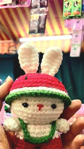 🐰Cute crochet art alert!🍉 Watermelon Bunny..#perfect #newsong#crochet#ytshorts #handmade #creativity