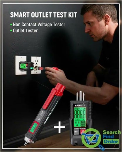 Non-Contact Voltage Tester & GFCI Outlet Tester Kit – LCD Display Wiring Fault Checker with Signa...