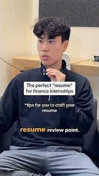 The perfect resume for finance internship recruitment. #internship #intern #finance #resume