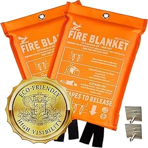 Supa Ant Emergency Fire Blanket for Home and Kitchen - 10 Pack 1500F High Visibility (Glow in The Dark) Smother Kitchen Fire Blanket - CE Certified Hero Fire Blankets Emergency for Home (47in)