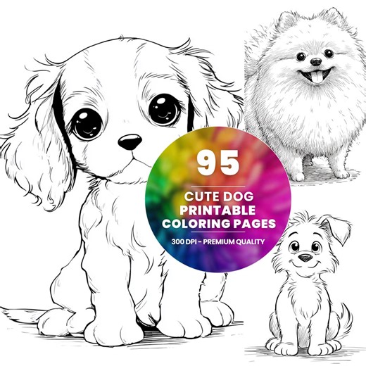 Dog Coloring Pages for Kids: Easy Puppy Designs (printable PDF) - Etsy