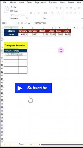 TRANSPOSE Function in Excel