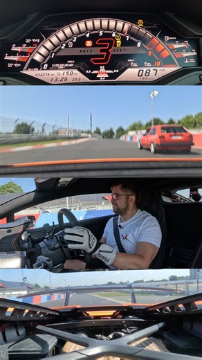 2.4M views · 21K reactions | Lamborghini Performante vs VW Golf 2藍 Seriously, what's in that thing?藍 Thank you for letting me drive the Perf @bendelsol ! Liked it much more than the STO, but this was not fully stock either #nurburgring #Lamborghini #huracan #sto #performante #Golf | Misha Charoudin | Facebook