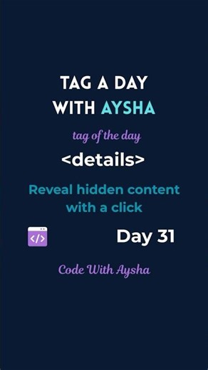 What Is the details Tag? | HTML Explained for Beginners (Day 31) #codingforbeginners