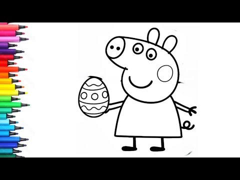 Peppa Pig Holding Strawberry 🍓 Drawing, Painting & Colouring for Kids and Toddlers_ Child Art