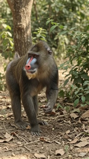 Mandrill: Africa’s Most Colorful Monkey 🐒🌿#Mandrill #AfricanWildlife #AfricaWildlife #Wildlife