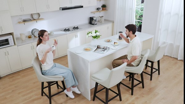 CHITA Counter Height Swivel Bar Stools with Back Set of 2, FSC Certified Upholstered Fabric Bar Stool, 26.8" H Seat Height, Fabric in Fog