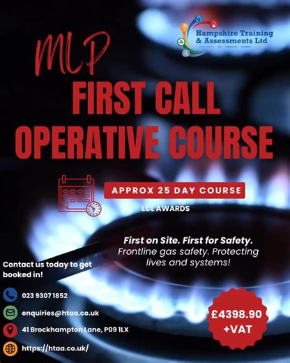 🚨 COURSE OF THE WEEK: First Call Operative (FCO) 🚨 🔥 What you’ll train in: ✔️ REGT1 – Medium pressure regulators ✔️ MET4 – Commercial gas meters (up to 16m³) ✔️ TPCP1A – Commercial installation testing & purging ✔️ CESP1 – Emergency service & metering work (the backbone of gas emergency response) 🎓 How it works: • 15 days in-centre training with expert trainers • 3 days for MLP assessments • 7 days for ACS assessments • Portfolio completed with your employer This isn’t just a course, It’s yo