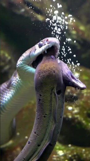 Sea Snake Regurgitates Moray Eel?! 😱 | Aquarium Footage #wildlife #shortsviral