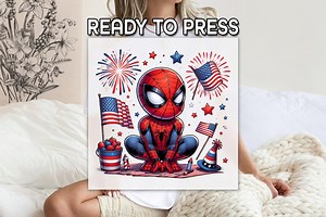 4th of July Spider Design for Boys DTF Heat Transfer, Ready to Apply, Superhero Red White Blue Heat Press Graphic, Independence Day DTF - Etsy