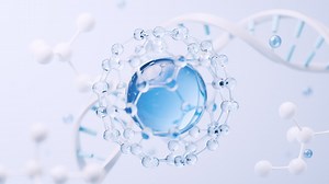 Molecule with biology concept background, 3d rendering.