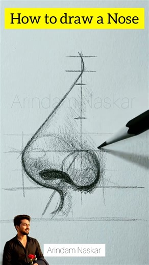 How to draw a Nose 👃 little realistic 😁 #artwork #sketch #drawingtutorial #drawingforkids #shorts