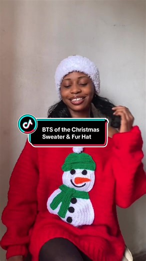 The process behind making this snowman design sweater and fur hat. Tutorial for the fur hat will be available tomorrow #fyp #crochet #christmas #crochetsweater #vicolecrochets