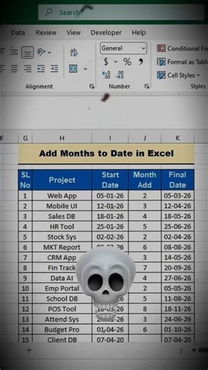 Add Months To Date In Excel 🤯✅ #excel #exceltips #trending #shorts #exceltutorial || Turn On Skill