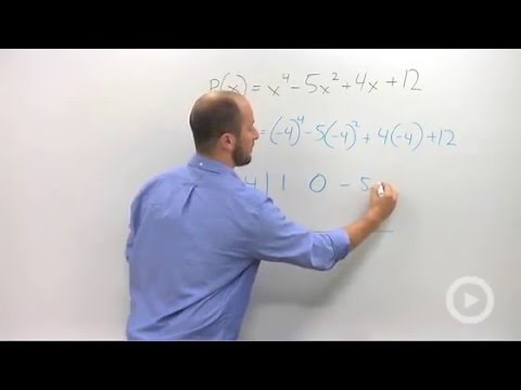 Using Synthetic Division to Evaluate Polynomials