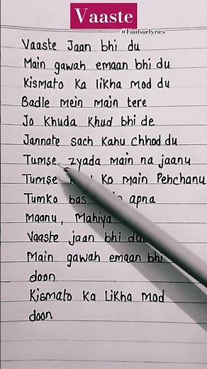 Dhvani Bhanushali & Nikhil D'Souza - Vaaste (Lyrics) #lyrics #hindisong #musiclyrics