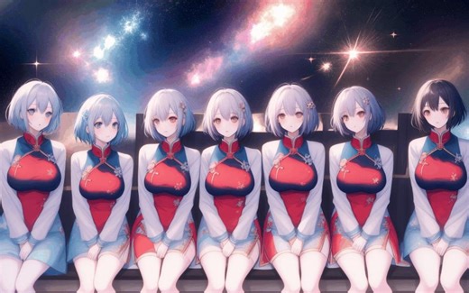 AI绘画GIF动态图片7位美女720P1280分辨率