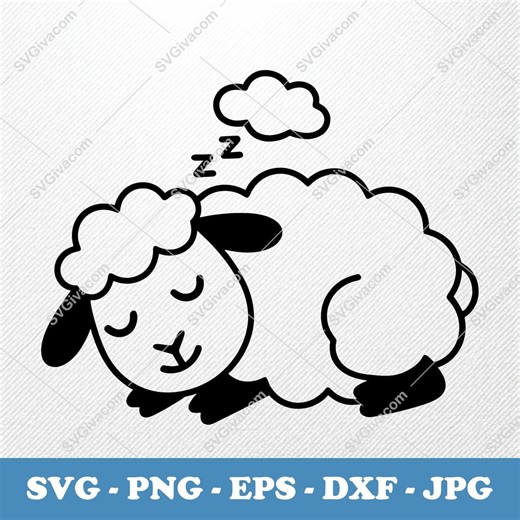 Sheep Sleeping SVG | Rounded Vector Clipart | EPS PNG Dxf | Cricut Silhouette Cut File - Etsy