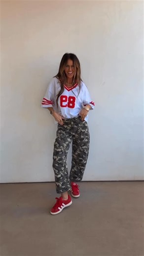 Copper + Cloth on Instagram: "Camo EVERYTHING please !! Comment “Camo” and I’ll send you the link to everything I’m wearing ;)🪖❤️🏁 I love the contrast of the red with the camo!"