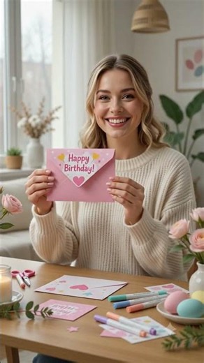 How to make the CUTEST DIY Birthday Envelope! 💌🎂 #shorts #diycrafts #giftideas