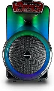 Emerson EDS-1520 Portable Bluetooth 15-Inch Party Speaker with Flame Lighting, USB/AUX/FM Radio, Wireless Streaming, Built-in Rechargeable Battery, and Remote for Tailgates, Events, and Parties