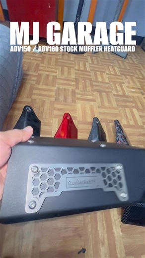 26K views · 131 reactions | ADV150 / ADV160 Stock Muffler Heatguards CNC Metal Design ✅ Black Powdercoated with Stainless Garnish ✅ Genuine Honda Silver CARBON FIBER ✅ Black Twill ✅ Red Twill ✅ Black Camouflage ✅ Black Honeycomb ✅ Black F1 Micro ✅ Forged Red Order Yours now! Visit us! Waze: MJ Garage - SM Homes Camarin Road North Caloocan | MJ GARAGE | Facebook
