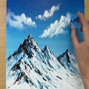 35K views · 1.2K reactions | Acrylic Painting Technique with Scissors / Drawing Mountains | Painting Skills | Facebook