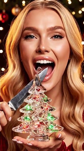 Eating GLASS Christmas Tree Ai ASMR #shorts