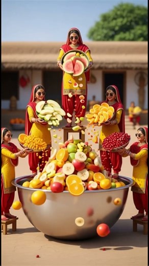 Hyper Realistic Miniature Fruit Chaat 🍎 | Desi Women Create Giant Guava & Apple Treat