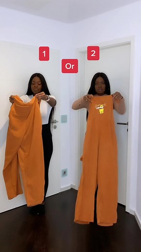 Outfit Try-On: White Bodysuit vs. Orange Jumpsuit