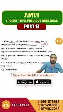 Assistant Motor Vehicle Inspector | AMVI | Previous Year Question | Special topic Part 13