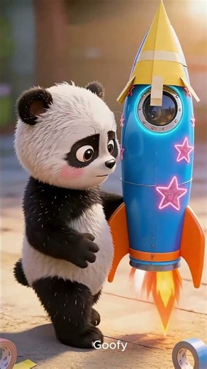 Goofy Panda Built a Cardboard Rocket! 🚀🐼