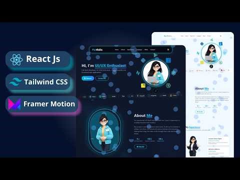 ReactJS TailwindCSS Framer Motion Particle| Responsive Portfolio Website with Advanced Animations 🤩💙