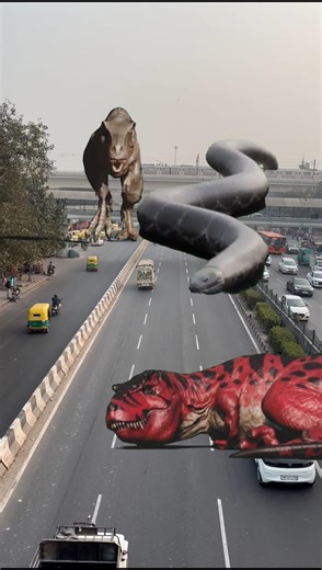 Big Anaconda vs dinosaur T-Rex fight scene#dinosaur#anaconda#jurassicworld#shorts#youtubeshorts