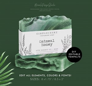 Printable Soap Labels, DIY Organic Artisan Soap Template, Editable Label Design, Custom Soap Sleeve Label, Editable Digital Template - Etsy