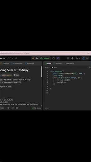 Day 4 | Running Sum of 1D Array | LeetCode Easy | Java Explained 🔥#Day4#RunningSumOf1DArray#LeetCode