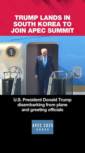 Trump lands in south korea to join apec summit #APEC2025 #trump #apec정상회의 #트럼프 #이재명 | Arirang News