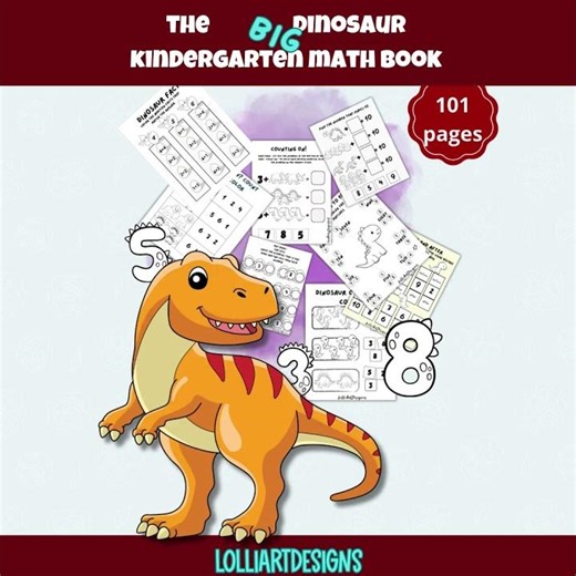 Kindergarten Math Dinosaur Basic Math Addition Subtraction Worksheets #dinomath #dinosauractivities