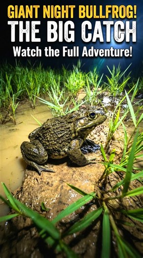 Giant Night Bullfrog! The Big Catch: Watch the Full Adventure!#shorts