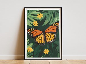 Monarch Butterfly Poster Mexico Butterfly Print Botanical Illustration Orange Butterfly Art Insect Wall Decor Nature Poster Biosphere - Etsy