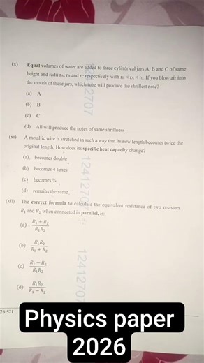 X ICSE PHYSICS PAPER 2026 #icseboard #study #study #icse #viral